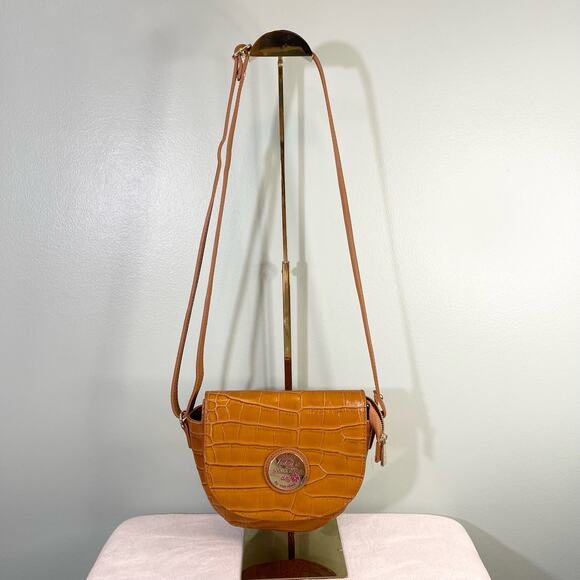 Valentina Today Is Your Best Day Italian Leather Crocodile Print Crossbody Bag - Picture 2 of 10